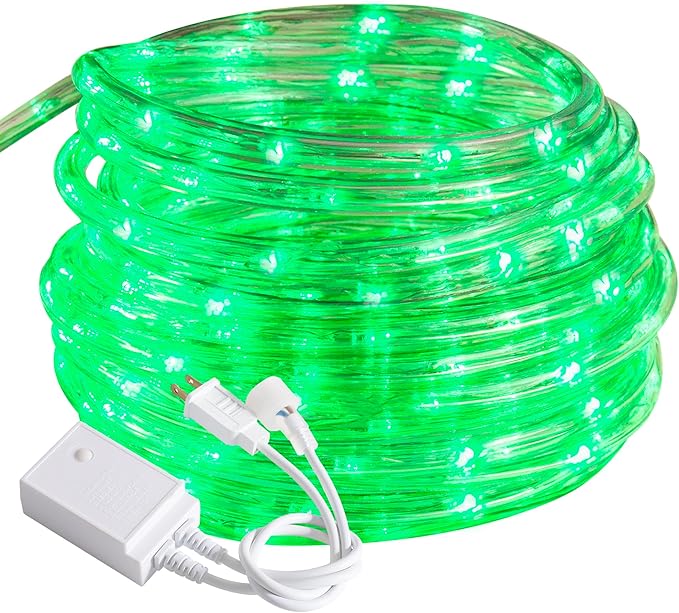 Waterproof LED Rope Lights, Connectable & Flexible with 8 Modes, Outdoor Lighting for Deck, Garden, Pool, Patio & Christmas Decor (Green, 20ft)