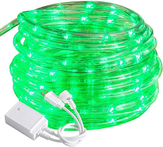 Waterproof LED Rope Lights, Connectable & Flexible with 8 Modes, Outdoor Lighting for Deck, Garden, Pool, Patio & Christmas Decor (Green, 20ft)