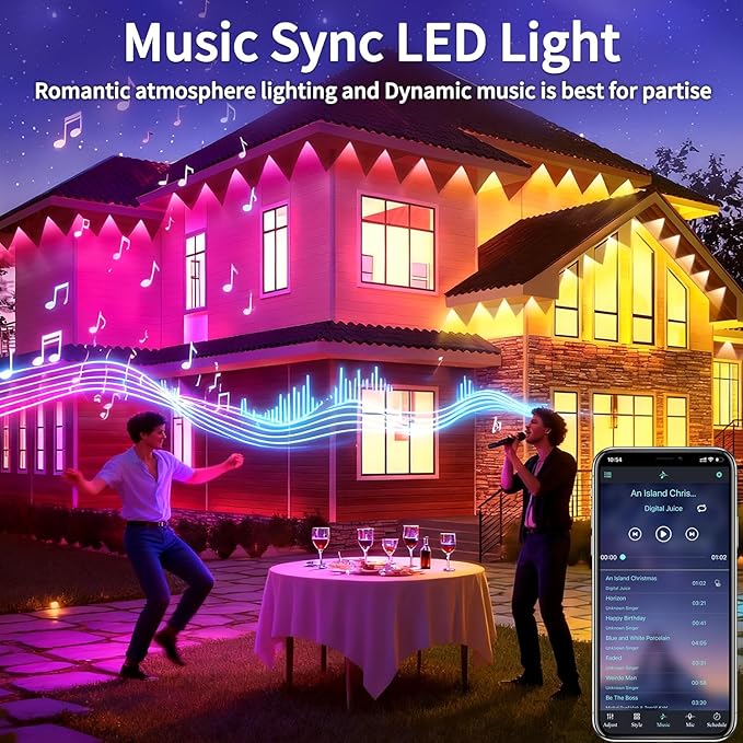 500FT Permanent Outdoor Lights House Outside Permanent Christmas Lights, App/Remote Control IP67 Waterproof Permanent led Lighting for house roof decor ，Christmas, Daily & Holiday Party Decor