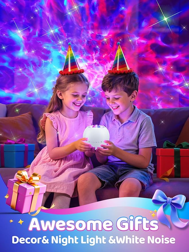 One Fire Galaxy Projector for Bedroom, 15 Colors+15 White Noise+ Bluetooth Star Projector Night Light for Kids Christmas Gifts for Teen Boys Gifts Women Gifts for Teenage Room Decor Girls Lava Lamp