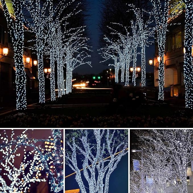 4 Pack Solar String Lights for Outside, 170 FT 480 LED Solar Twinkle Light Outdoor with 8 Modes & Memory Function, Super Long Waterproof Chrismas Lights for Xmas Tree Party Decorations (Cool White)