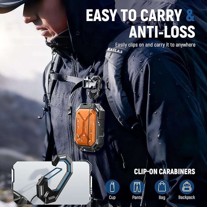 MOBOSI for AirPods Pro 3 Case [IP68 Waterproof Case for iPods Pro 3&Compatible with MagSafe] Military Grade Protective Earpods Pro3 Cover with Secure Lock, Keychain & Phone Stand (2025),Orange