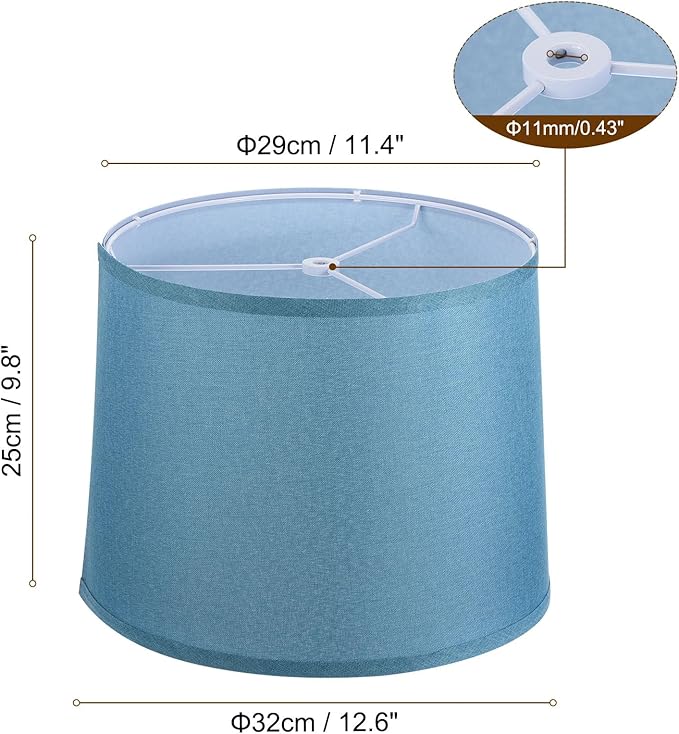 PATIKIL Lamp shades for Table Lamps 11.4" Top x 12.6" Bottom x 9.8" High Drum Lamp shades for Floor Lamps Medium Linen Lampshade Easy Assembly for Lamp Replacement, Blue