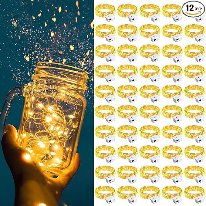 ZGWJ Fairy Lights Battery Operated, 50 Pack Twinkle String Lights 20 LED 7FT 3 Lighting Modes for Bedroom Decor, Easter, Halloween, Christmas, Party Indoor and Outdoor Decoration Warm White