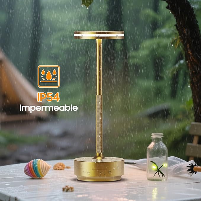 Hapfish 2 Pack Cordless Table Lamps Rechargeable, 5000mAh Battery Powered Lamp, 3 Color Modes, Dimmable, LED Table Lamps for Living Room,Outdoor, Dinner,Patio,Restaurant – Bronze