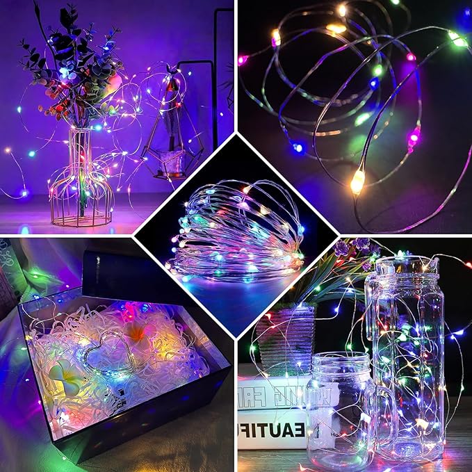 8 Pack Fairy Lights 7Ft 20 LED Twinkle String Lights Battery Operated Waterproof Firefly Starry for Mason Jar Party Wedding Christmas Valentines Day,8-Colors