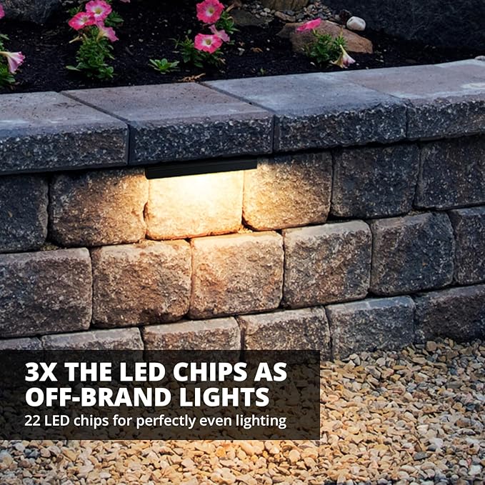 GKOLED 10-Pack UL Listed Hardscape Lighting, Paver Wall Lights, 6.8 Inches LED Step Lights, 4W 2700K Retaining Wall Light, Solid Powder Coated Die-cast Aluminum Housing, Low Voltage 12V AC/DC