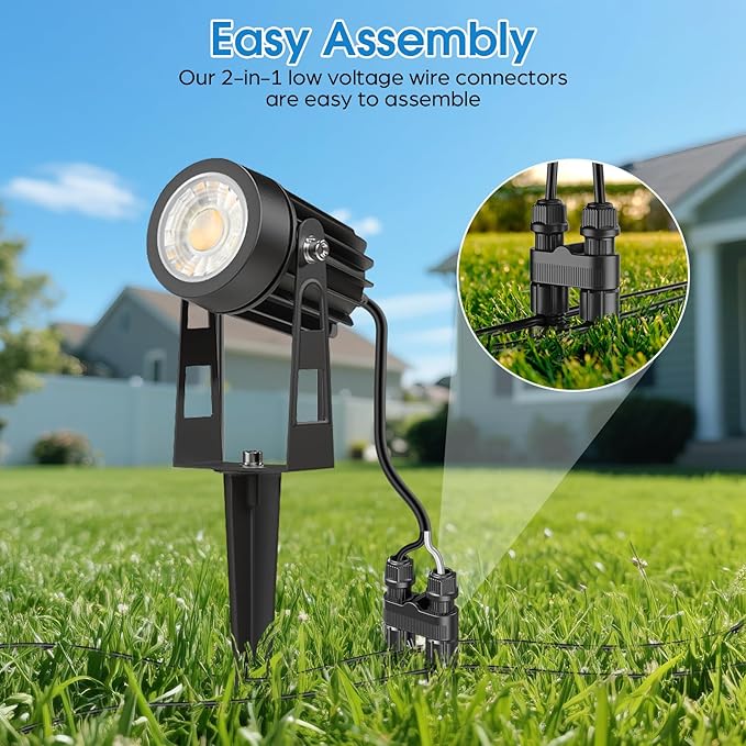 HIBOITEC Wire Connectors for Outdoor Low Voltage Spotlights/Pathway Lights/In-ground Lights/Desk Step Lights, Waterproof 12-18 Gauge Landscape Lighting Connectors, 24 Pack