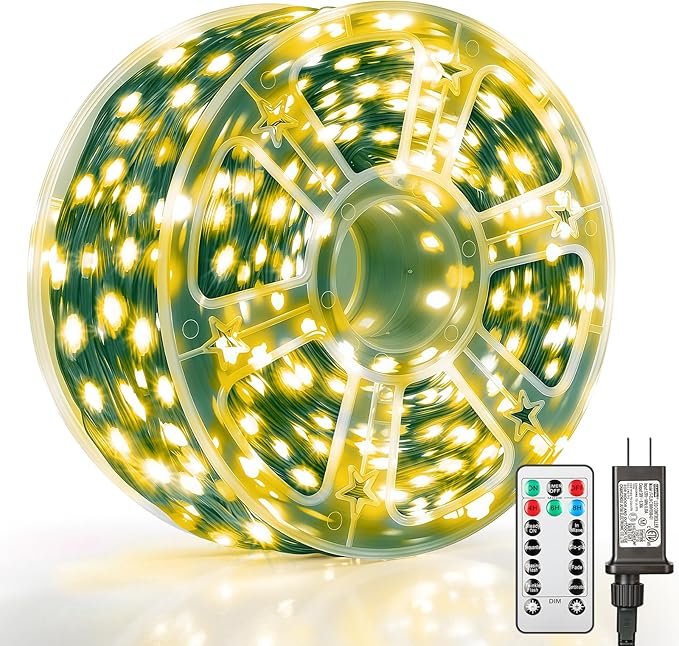Mlambert 1500 LED Christmas Lights 492FT, Outdoor Waterproof Dimmable Fairy Lights with Remote, 8 Modes Indoor Lighting for Holiday Décor, Warm White