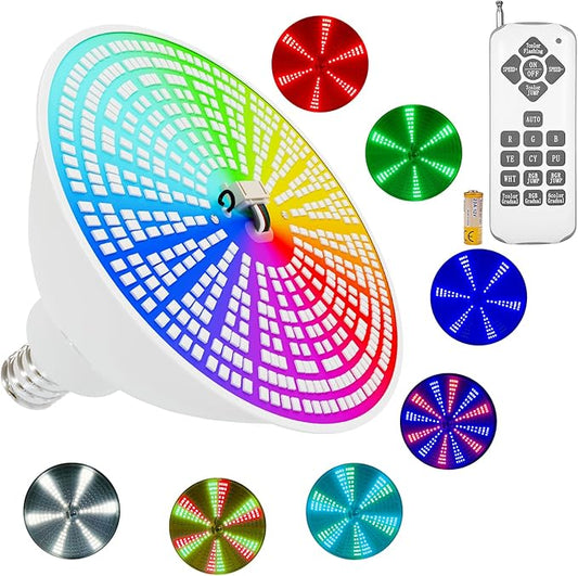 LED Pool Lights,Above Ground Pool 120V 35W RGB Color Changing Pool Light Bulb for Inground Pool,E26 Replacement Bulbs for 500W Pentair and Hayward Fixture with Remote Control-1Pack