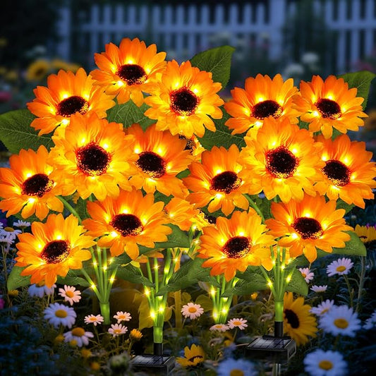 Solar Garden Lights 6 Pack 36 Solar Sunflower Lights, Gifts for Mom Women Grandma Mothers Day Birthday, Waterproof Solar Flower Light for Outdoor Decoration, Decorative Stakes for Yard,Landscape,Patio