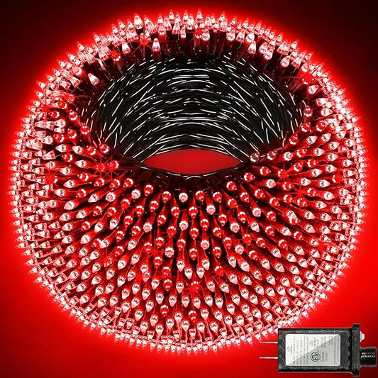 300LED Christmas Lights Outdoor Indoor Use, 12 Lighting Modes 75ft Christmas Tree Lights with Timer, Dimmable Plug in Red LED StringLights Waterproof for Yard Tree Wedding Party Holiday Red