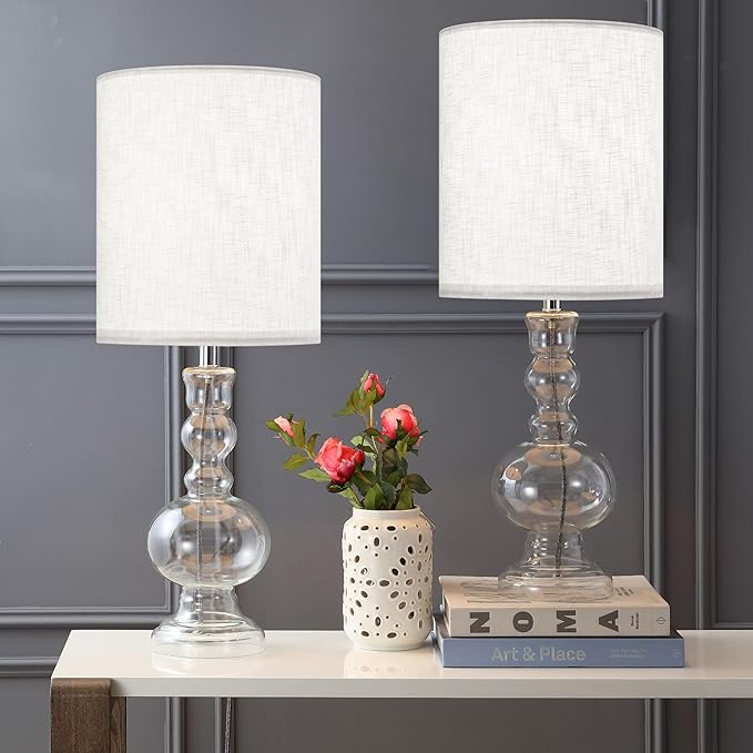 Small Lamp Shades Set of 2 Drum White Texture Lampshades for Table Lamps Wall Lamps-10"× 10"× 10" (Spider),Required Assembly-Cylindrical Lampshade for Pendant Light/Chandelier-By GO&SO