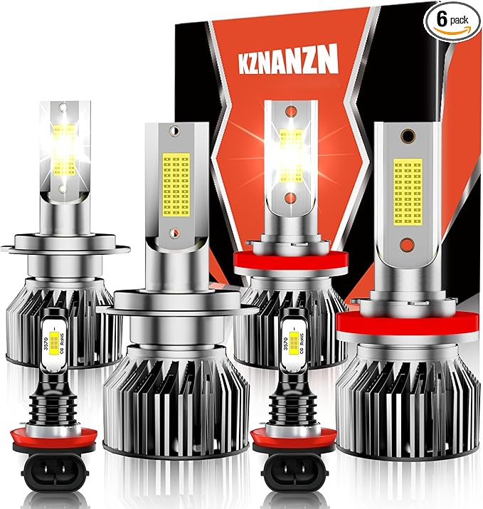 Car Light Bulbs Set Fit For Ford Fusion 2006 2007 2008 2009 2010 2011 2012-2015 2016 2017 2018,High Low Beam Fog Light Bulbs Combo Pack,6500K White Plug and Play Car Driving Lights Bulb,IP68 6-Pack