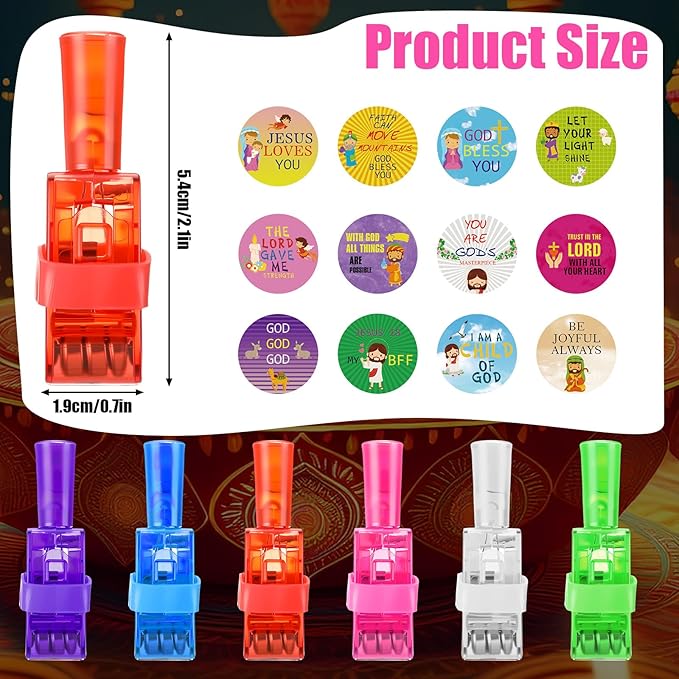 Tuanse 48 Pcs Easter Christian Religious Gifts for Kids Bulk Jesus Christian Easter Egg Fillers Basket Stuffers Glow in The Dark Finger Lights for Sunday School Church Party Supplies Crafts