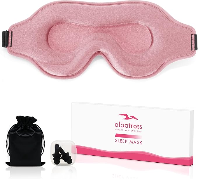 Sleep Eye Mask for Men Women, Lash Extensions 3D Sleeping Mask for Side Sleeper, Travel Blackout Night Blindfold Eye Shade Cover with Adjustable Strap (Pink-3D)