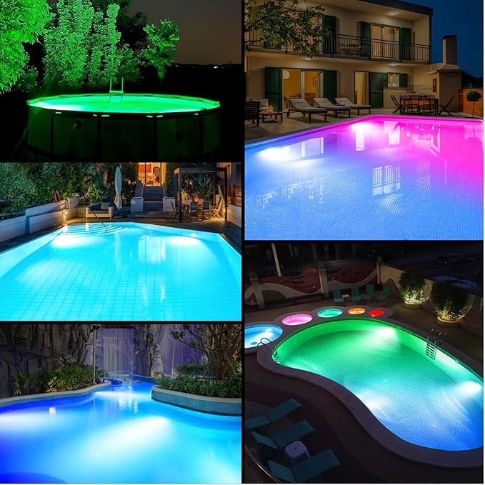 Rechargeable Submersible Pool Lights with Remote, 5000mAh Underwater Led Pool Light for Above Ground Pool Lights Waterproof, 9 Modes Color Changing Magnetic Swimming Inground Pool Lights-1PC