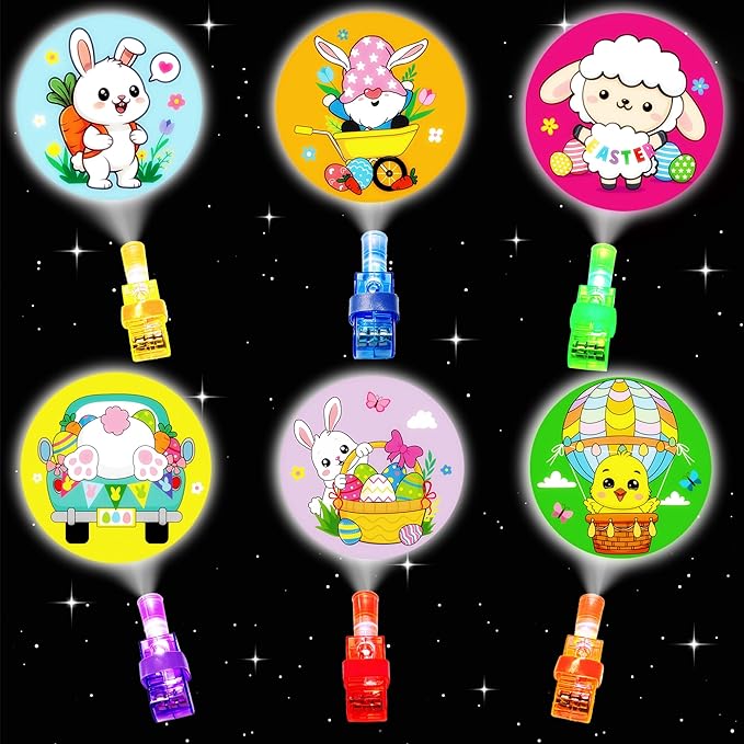 24 Pack Prefilled Easter Eggs with Animal Finger Lights, Easter Egg Stuffers for Kids, Glow in the Dark Easter Eggs, Party Favor Toy Gifts for Boy Girl, Classroom Rewards