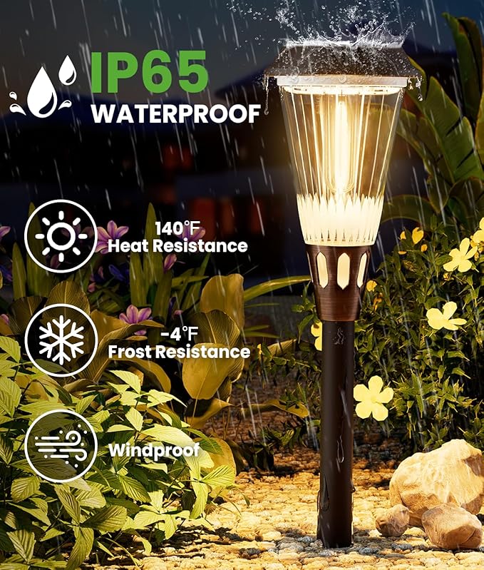 Solar Pathway Lights Outdoor, 8 Pack Bright 2-in-1 Warm&Cold Solar Lights Outdoor, IP65 Waterproof Garden Lights Solar Powered Walkway Lighting Outside for Yard Driveway Path Patio Landscape