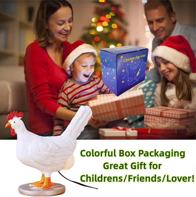 Upgraded 3D Resin Chicken Egg Night Light with USB, Lifelike LED Egg Lamp with Color Gift Box, Easter Birthday Gift for Friends