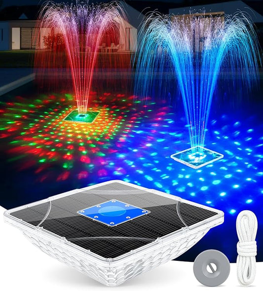 ProSplash Solar Pool Fountain with Light Show – 2026 Upgraded, Floating, 6 Color Modes, 1-Pack