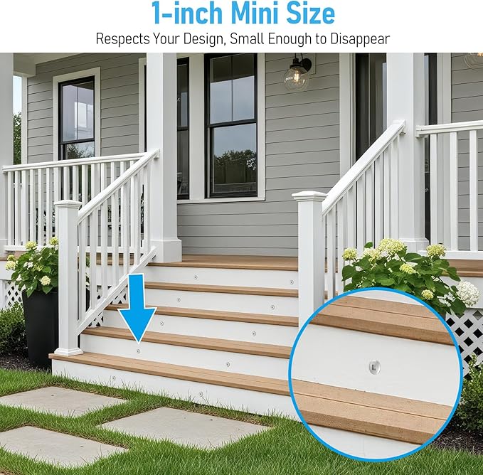 LEONLITE 12-Pack Recessed Low Voltage LED Deck Light with Flat Square Aperture, 1-Inch 12-24V AC/DC Landscape Step Stair Light, CRI90 IP67 Waterproof, Stainless Steel Housing, 3000K Warm White, Silver
