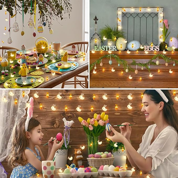 suddus Easter Lights Outdoor, Easter String Lights Battery Operated 12.8ft 40 LED Easter Decorations Indoor