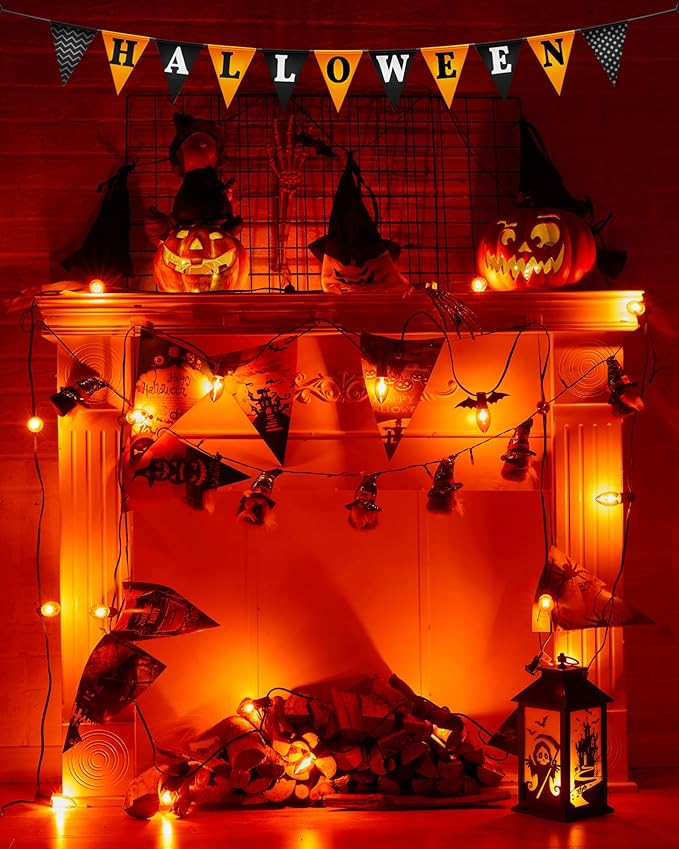 Brightown 25 Pack C9 Halloween Orange Lights, C9 Replacement Light Bulb for Halloween String Lights, E17 Intermediate Base, 7 Watt, Orange
