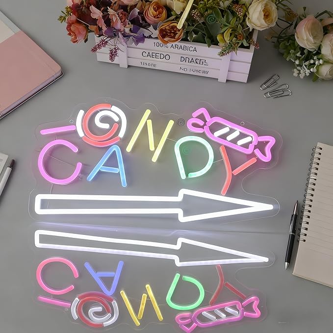 CANDY NEON SIGN - Vibrant LED Neon Light for Room Decor,