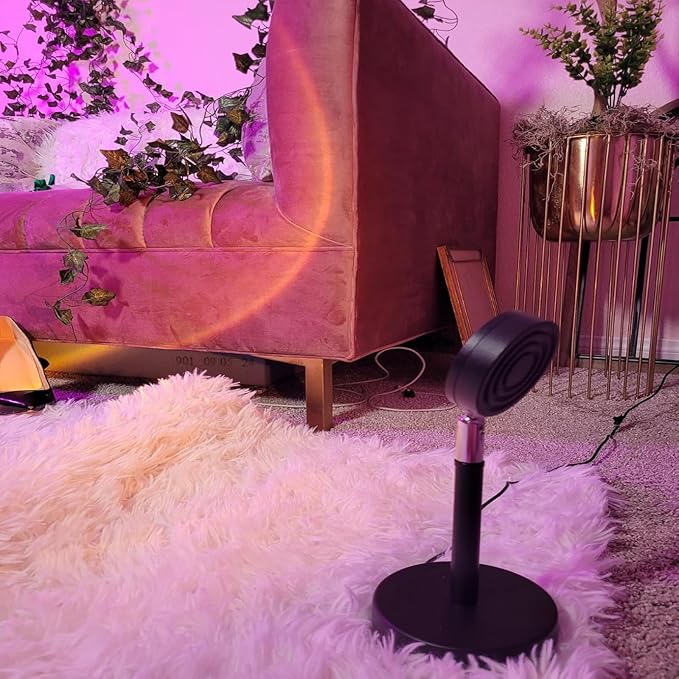 Jensense Rainbow Sunset Projector Lamp Unique Blue Pink Glow Create Magic Aurora Like Ambiance on Wall Ceiling Mood Lighting Home Decor Photography Relaxation