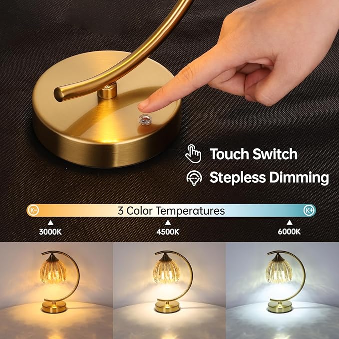 Tulip Table Lamp, 5200mAh Cordless Touch Control Table Lamp with 3 Color Temps & Stepless Dimming, Rechargeable Battery Table Lamp for Living Room, Bedroom, Office, Shelf (Amber Tulip)