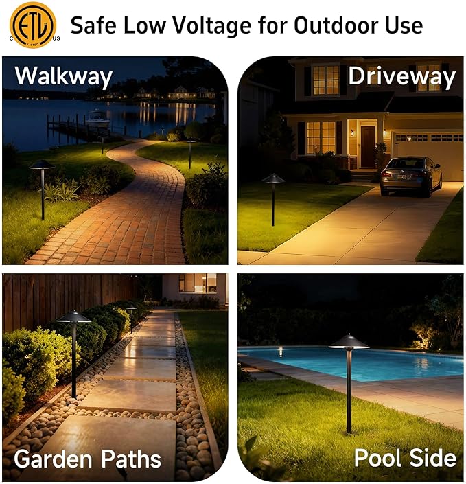 Gardenreet Brass Low Voltage Landscape Lighting - 12V LED Path Light IP65 Waterproof, Pathway Outside Lights for Yard Walkway Garden with 2700K/3000K/4000K Adjustable G4 Bulb (12 Pack)