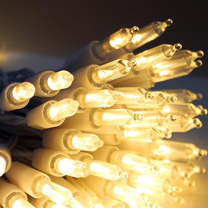 Mini Christmas Lights, 16Ft 50 LED Battery Operated String Lights with Remote Timer 8 Modes on White Wire for Indoor Outdoor Christmas Wreath Decor, Warm White