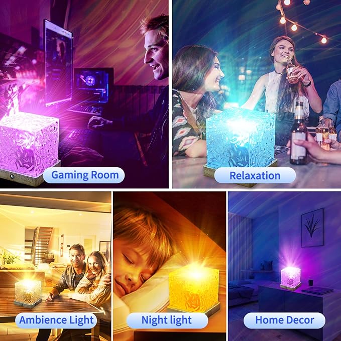 LETOUR Northern Lights Lamp,Ocean Wave Cube Lamp with 16 Colors & 30 Modes Projector Light for Kids, Ceiling Projector for Bedroom/Party/Game Rooms
