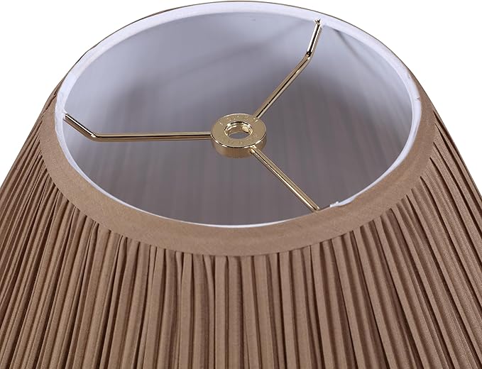 Aspen Creative 33171, Mushroom Pleated Traditional Sienna Brown Spider Lamp Shade, 6-1/2" Top x 15" Bottom x 11" Slant