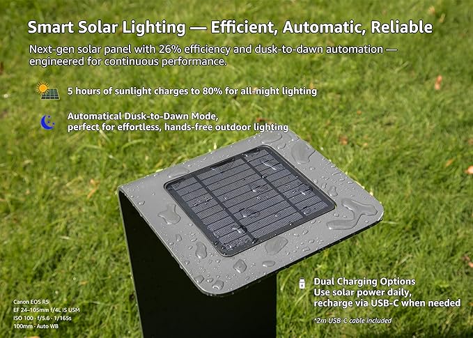 Outdoor Floor Lamp,Solar Lights Outdoor,Solar Lanterns Outdoor Waterproof IP65,4000mAh Li-ion Battery Smart Lamp,Outdoor Lantern for Backyard Decor,Table Lamp for Patio Decor,Black Lamp,XL