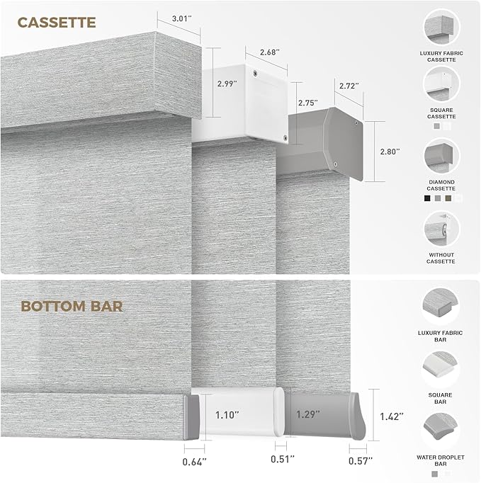 HeyBlinds Motorized Roller Shades, Smart Blinds for Windows, Remote Automatic Window Shades, Electric Shades, Light Filtering, Compatible with Alexa Google Apple Home (Summer Haze-Greywind LF)
