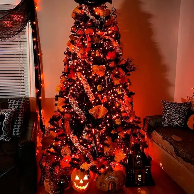 TW SHINE Battery Operated Halloween Lights, 50 LED 16FT Orange Halloween Lights Outdoor, Waterproof Mini String Tree Lights with 8 Modes, Halloween Decorations for Indoor Patio Garden Party Decor