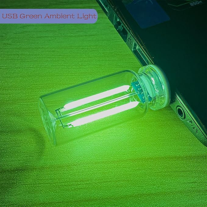 Retro Car Bulbs, No Pole Touch Dimmable USB & Battery Lighted LED Car Interior Atmosphere Lamp, Automotive Interface Mood Night Lights, Mini Portable Camping Lights Decorations (Green, 2Pack)