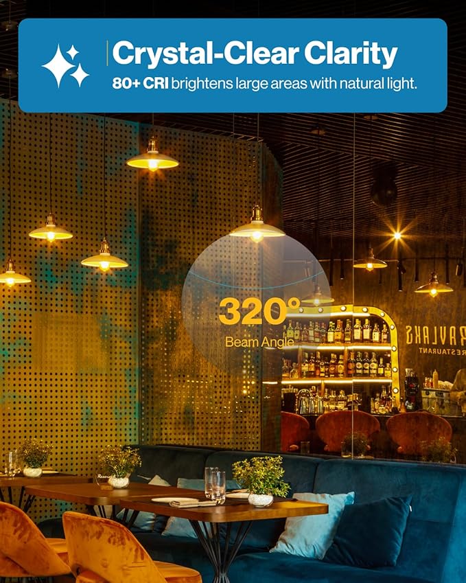Sunco 50 Pack Edison Bulbs LED ST64, Clear Vintage Filament Waterproof Bulb, 800 LM, 8W (60W Equivalent), ST19, 2700K Soft White, E26 Medium Base, Decorative Dimmable UL