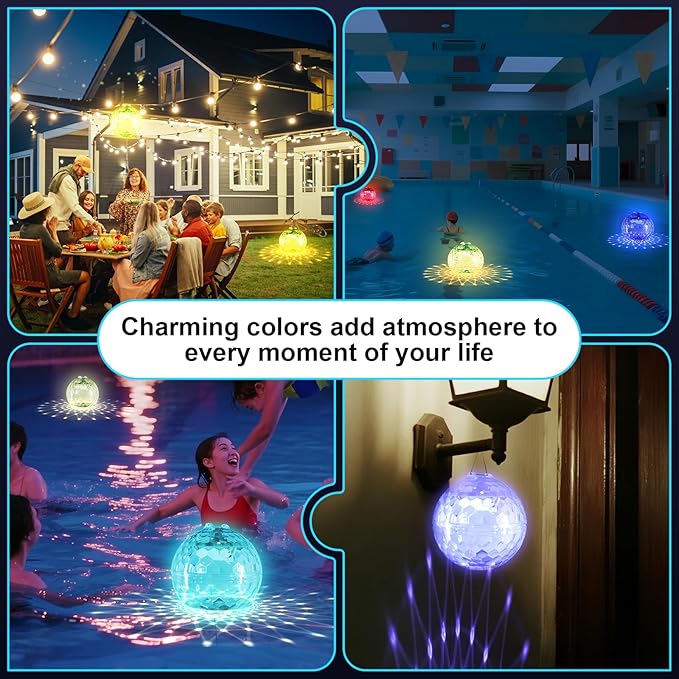 Solar Floating Pool Light – Color-Changing LED Light for Pools, Ponds, Gardens & More | Waterproof & Rechargeable for Pools, Ponds, Spas, Fountains, Patios Nighttime Ambiance