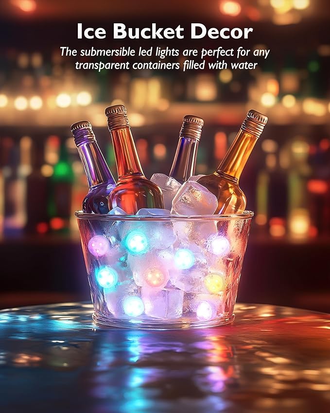 Homemory 10pcs Mini RGB Submersible LED Lights with 2Pack Remote, Multicolor Waterproof Small Tealight Candles Battery Operated Underwater Color Changing EFX Light for Vase, Halloween Lantern Decor