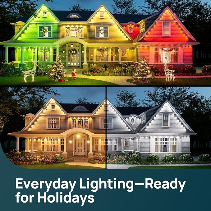Linkind Permanent Outdoor Lights HP5,Smart AI RGBTW 150ft Christmas Lights, 85 Scenes Modes for Daily Holiday Christmas Decorations,IP67 Waterproof, Works with Alexa,Google Assistant