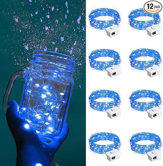 ZGWJ Fairy Lights Battery Operated, 8 Pack Blue Twinkle Mini String Lights 20 LED 7FT 3 Lighting Modes for Bedroom Decor, Easter, Halloween, Christmas, Party Wedding Indoor and Outdoor Decoration