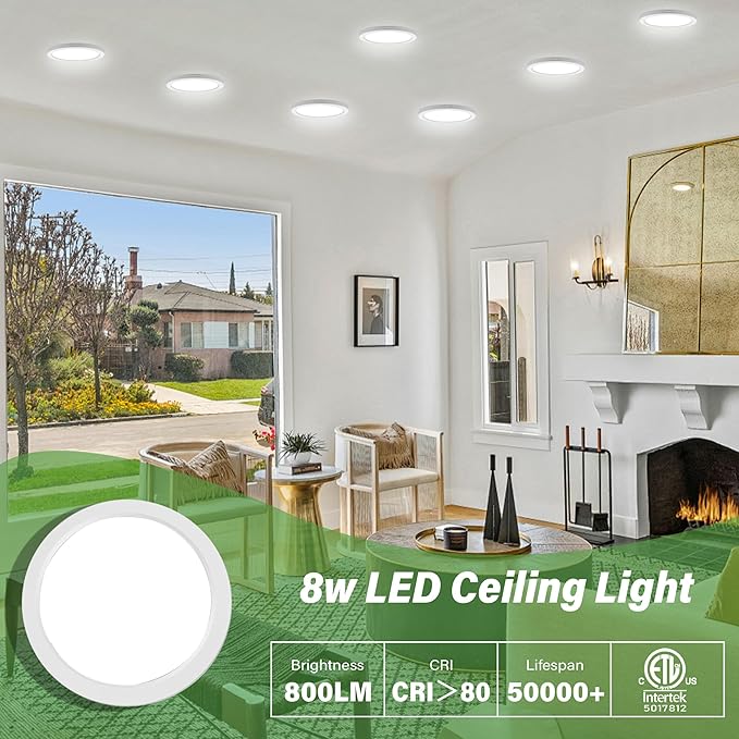5" Flush Mount Ceiling Light Dimmable, 5000K White LED Ceiling Light Ultra Thin Round Ceiling Light Fixture for Bedroom, Bathroom,Kitchen, Hallway,Basement,Closet,14Pack