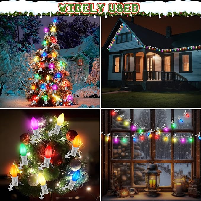 35 Pack C7 LED Christmas Lights Replacement Bulbs, 0.6W Vintage Multicolor Ceramic LED Bulbs for Outdoor Indoor String Lights, E12 Candelabra Base, Waterproof
