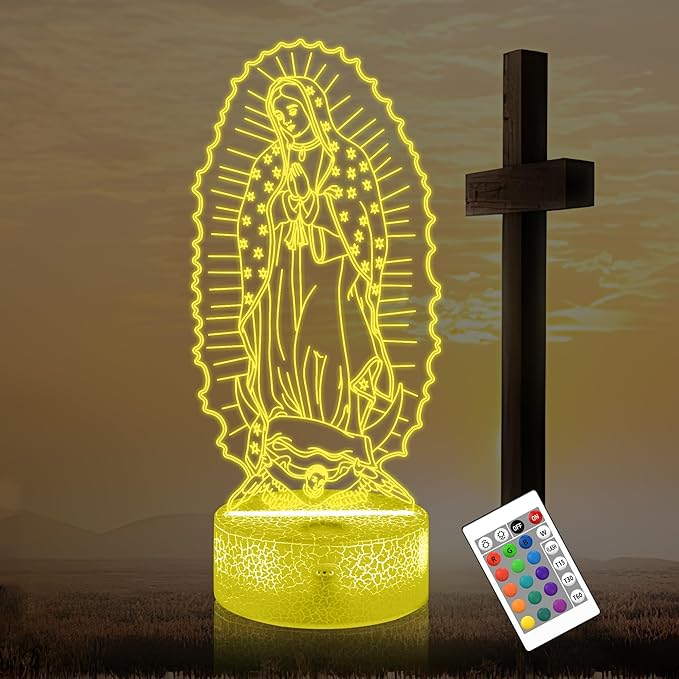 Catholic Gifts for Women, Virgin Mary 3D Illusion Lamp LED Night Light for Catholic Decor, Unique Religious Christian Believers Blessings Gift