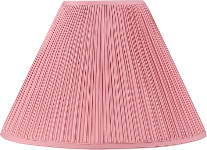 Aspen Creative 33027, Hardback Empire Transitional Spider Lamp Shade, Mushroom Pleated Rose Pink Faux Silk Fabric, 7" Top x 18" Bottom x 13" Slant Height