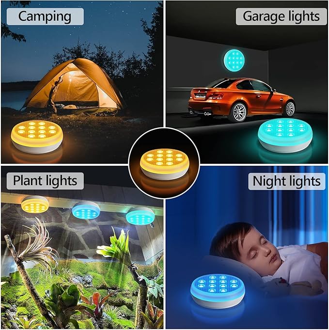 Pool Lights, Rechargeable Submersible LED Lights, IP68 Waterproof Underwater Lights,Type-C Floating Lights with RF Remote Control 200 ft, Magnets, Suction Cups for Bathtub,Pond,Party-1 Pack