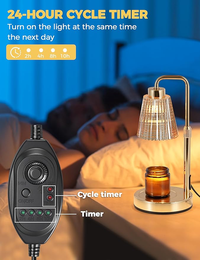Candle Warmer Lamp with Timer Dimmable, Birthday Gifts for Women Mom, House Warming Gifts New Home Decor, Wax Melt Warmer for Jar Candles with 2 Bulbs